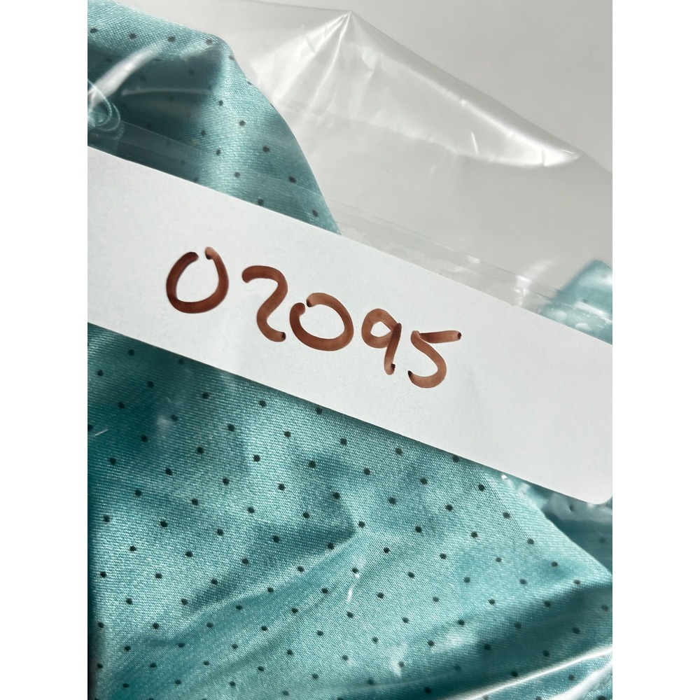 Apt 9 Womens XL Teal Blue Satin Polka Dot Pleated Cap Sleeve Blouse Top - Picture 9 of 9